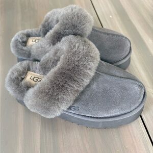 UGG disquette  Suede Fur-Lined Slippers